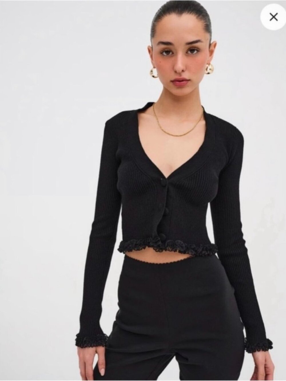 NEW WITH TAG For Love & Lemons Victoria Secret Nina ribbed crop boho Cardigan XS